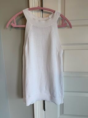 Loft Sleeveless White Knit Top